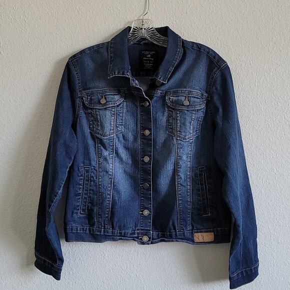 U.S. POLO ASSN. Denim Jean Jacket Y2K 90s Button Down Size Large Blue Dark Wash - Picture 1 of 9